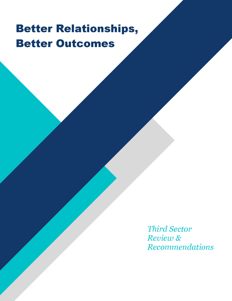 On the left is the cover of the Better Relationships Better Outcomes report